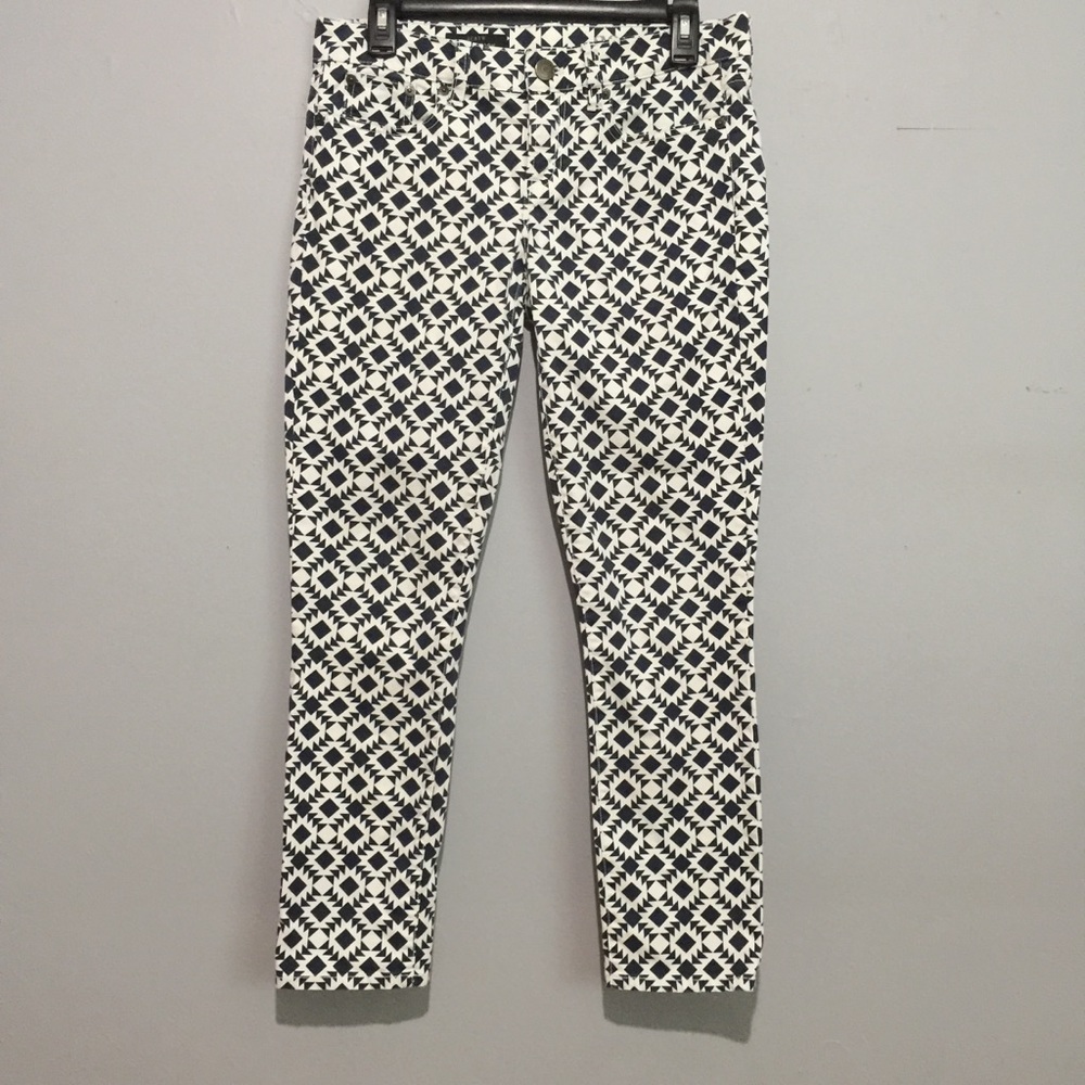 J Crew Toothpick Ankle Skinny Geometric Pants 28